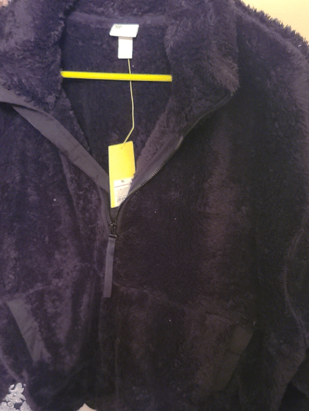Plush Half-Zip Fleece Jacket in Black